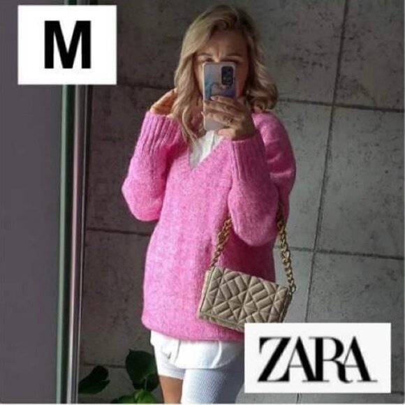 Zara, Women’s V-Neck Knit Sweater - Pink. Size: M - Picture 2 of 12